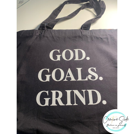 God Goals Grind Tote bag
